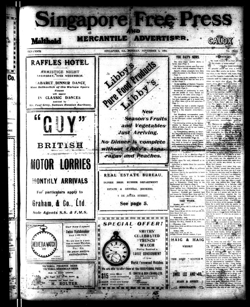 Miniature of Singapore Free Press and Mercantile Advertiser 08 November 1920