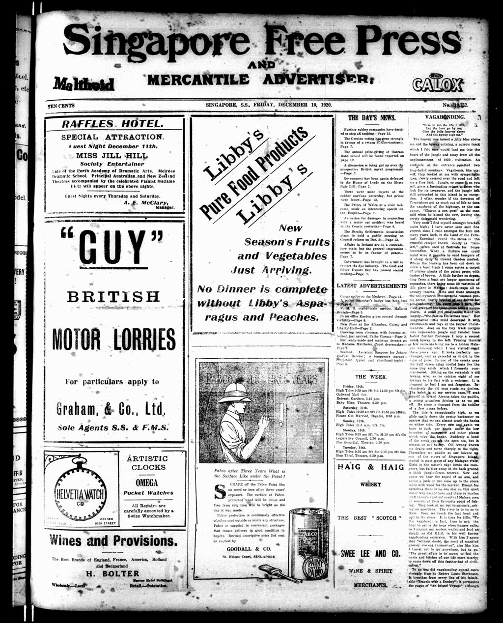 Miniature of Singapore Free Press and Mercantile Advertiser 10 December 1920