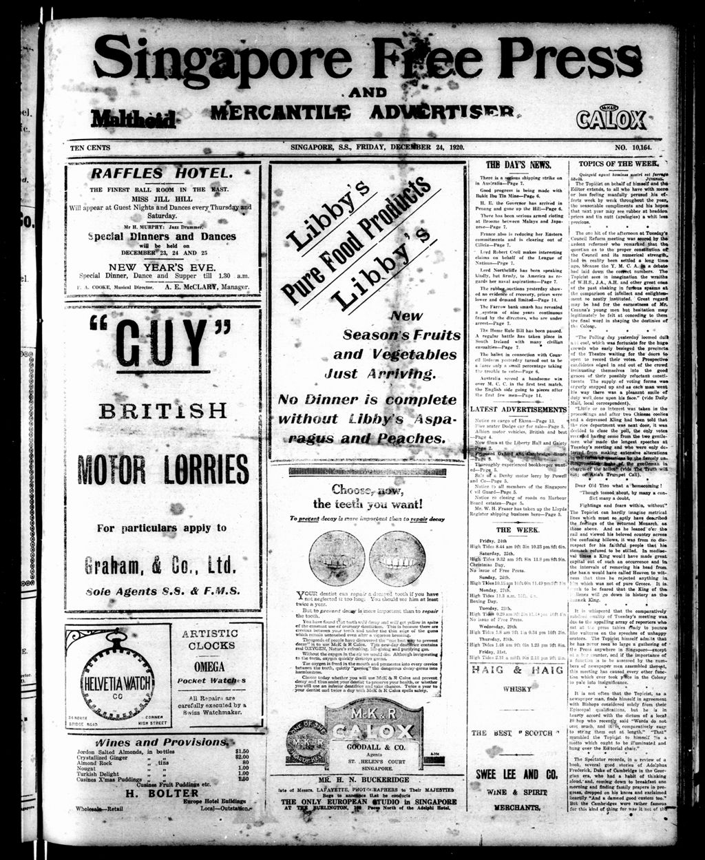 Miniature of Singapore Free Press and Mercantile Advertiser 24 December 1920