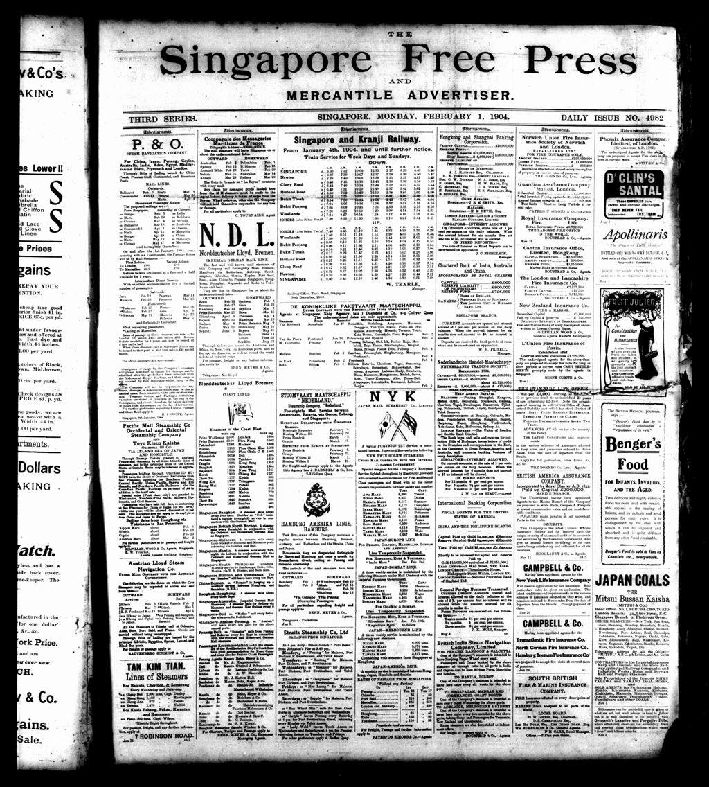 Miniature of Singapore Free Press and Mercantile Advertiser 01 February 1904