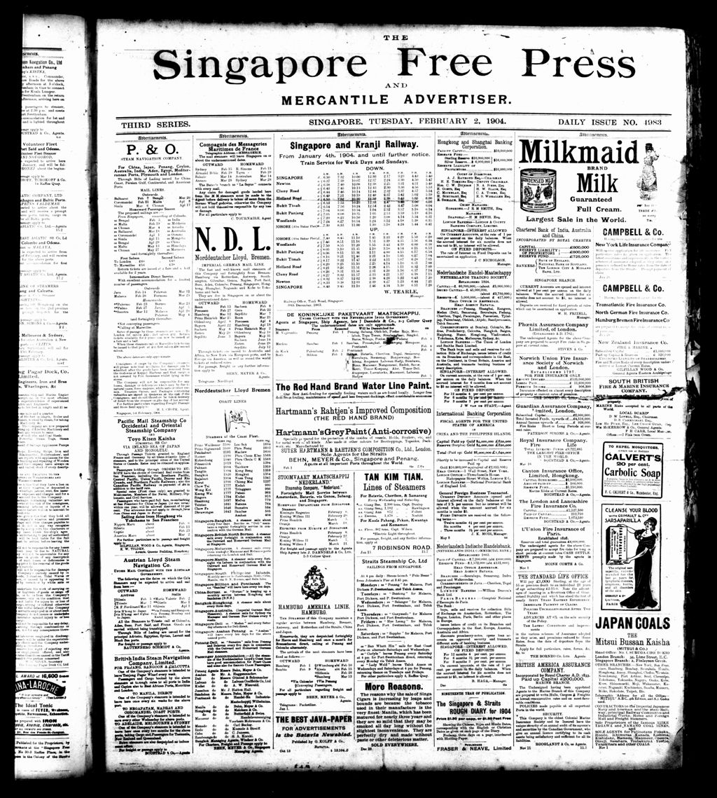 Miniature of Singapore Free Press and Mercantile Advertiser 02 February 1904