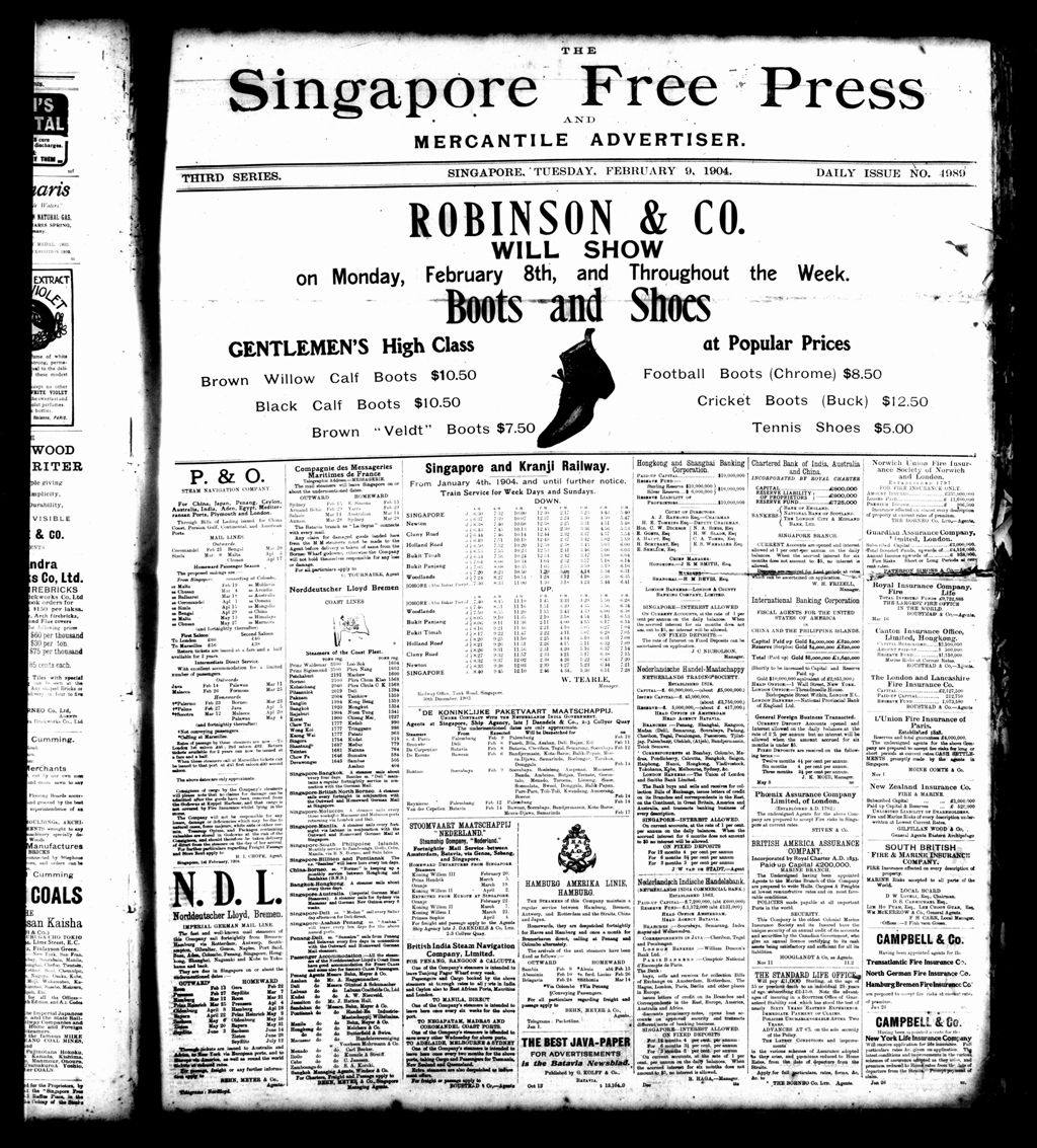 Miniature of Singapore Free Press and Mercantile Advertiser 09 February 1904