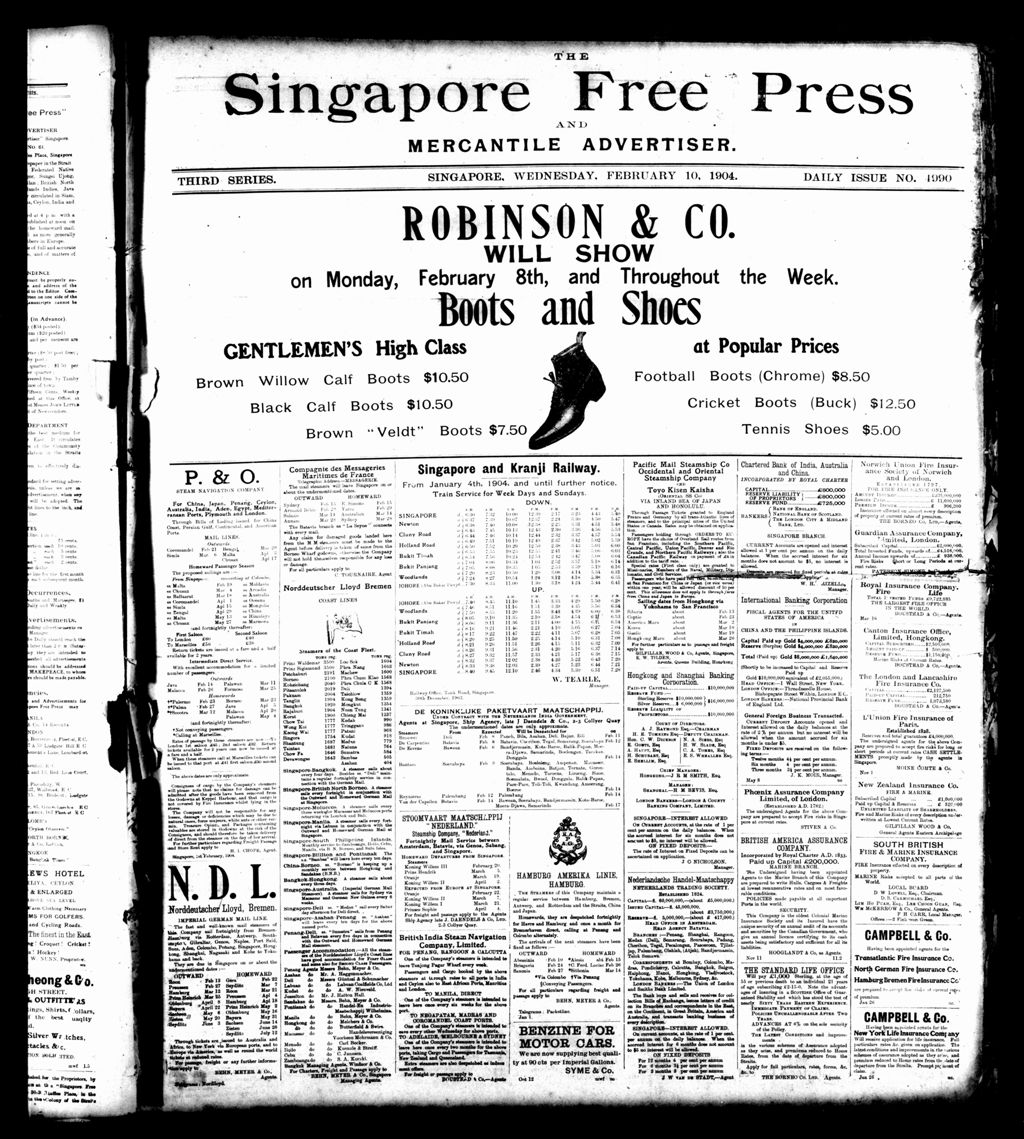 Miniature of Singapore Free Press and Mercantile Advertiser 10 February 1904