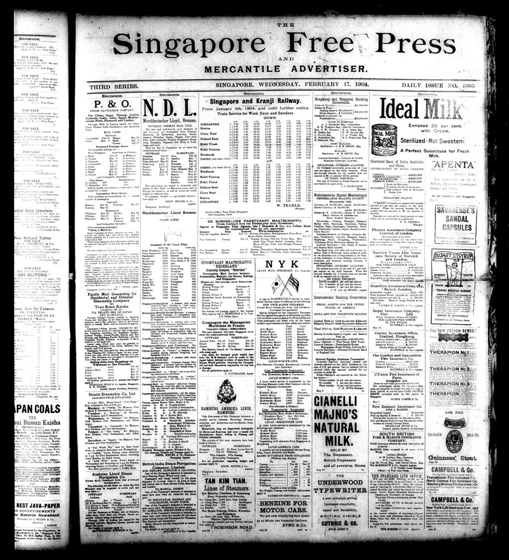 Miniature of Singapore Free Press and Mercantile Advertiser 17 February 1904