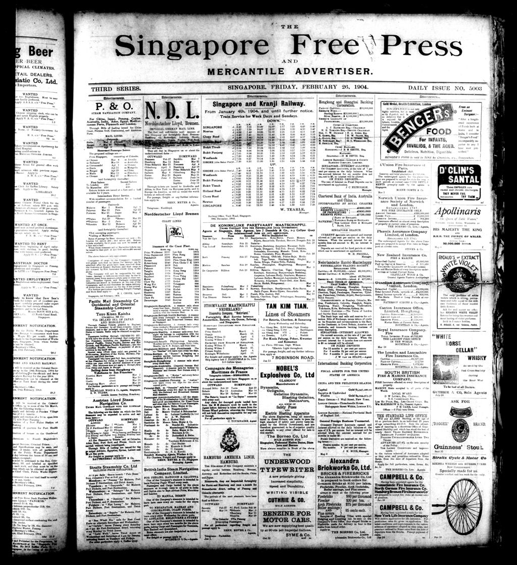 Miniature of Singapore Free Press and Mercantile Advertiser 26 February 1904