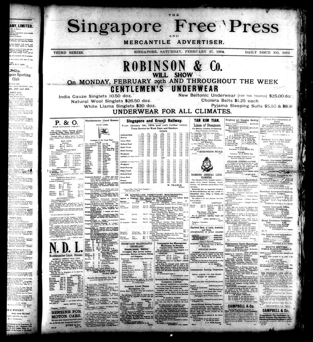 Miniature of Singapore Free Press and Mercantile Advertiser 27 February 1904