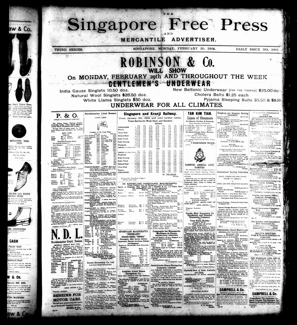 Miniature of Singapore Free Press and Mercantile Advertiser 29 February 1904