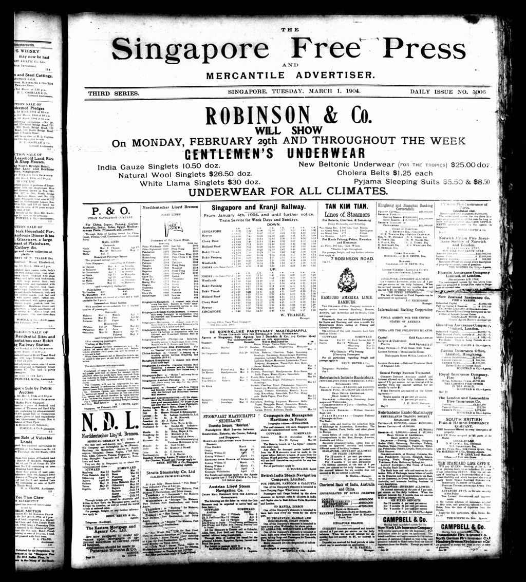 Miniature of Singapore Free Press and Mercantile Advertiser 01 March 1904