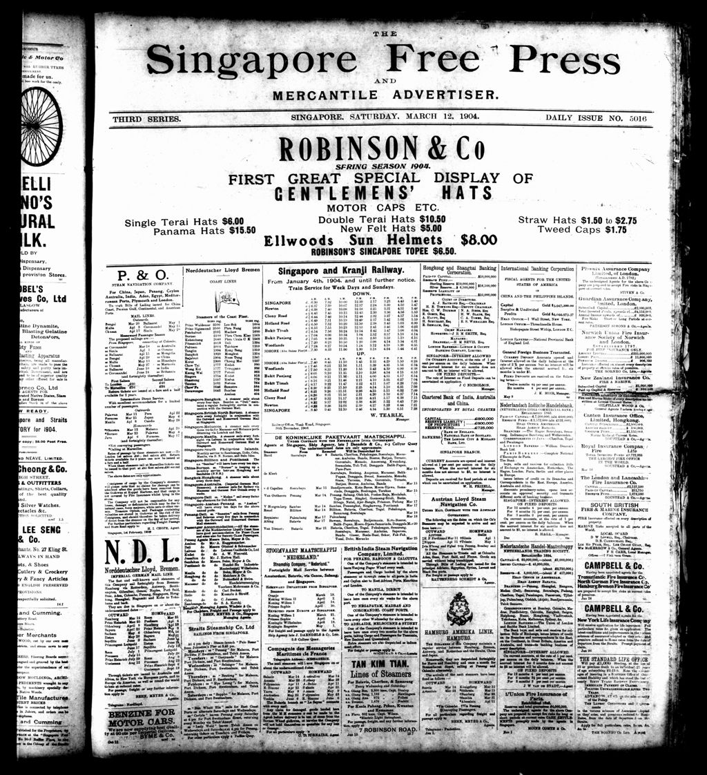 Miniature of Singapore Free Press and Mercantile Advertiser 12 March 1904