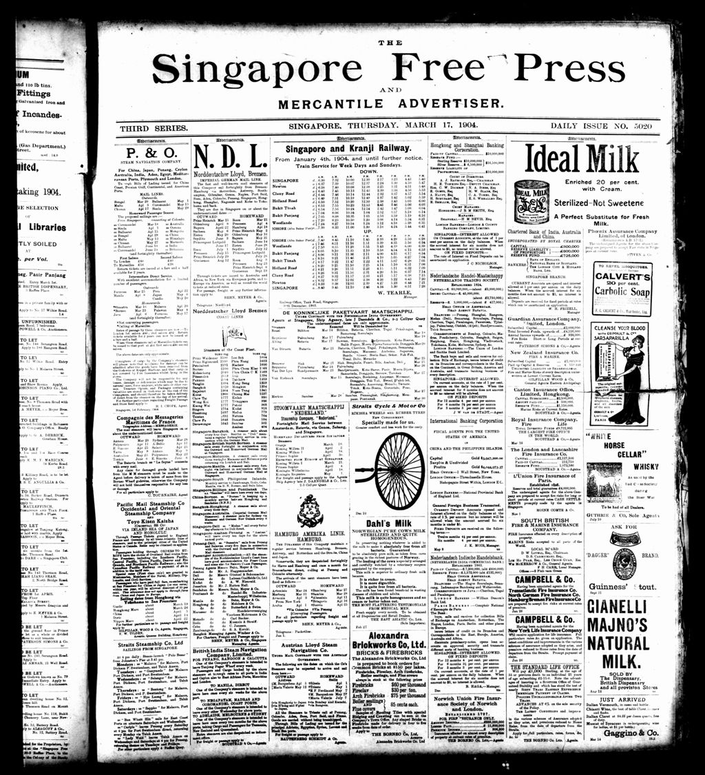 Miniature of Singapore Free Press and Mercantile Advertiser 17 March 1904