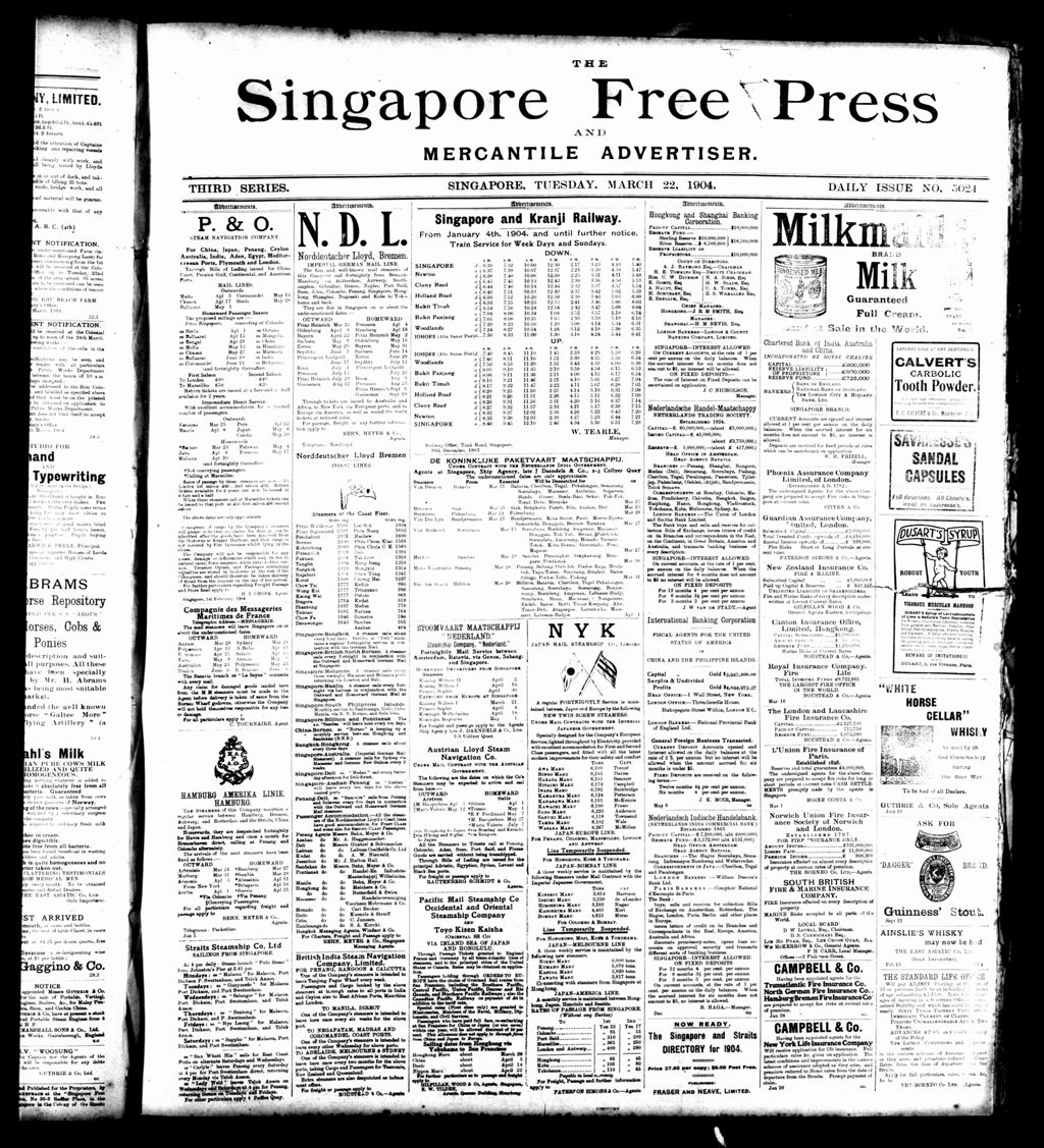 Miniature of Singapore Free Press and Mercantile Advertiser 22 March 1904