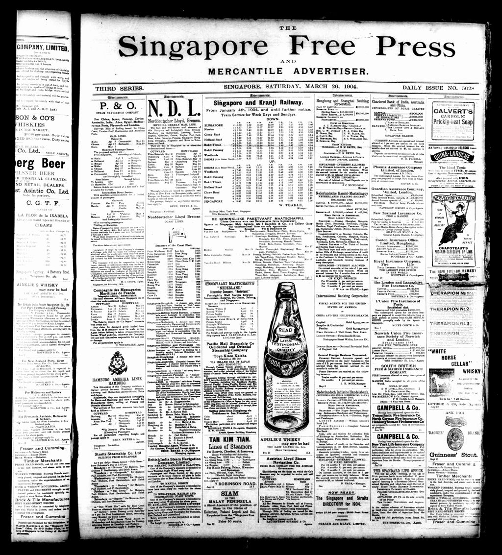 Miniature of Singapore Free Press and Mercantile Advertiser 26 March 1904