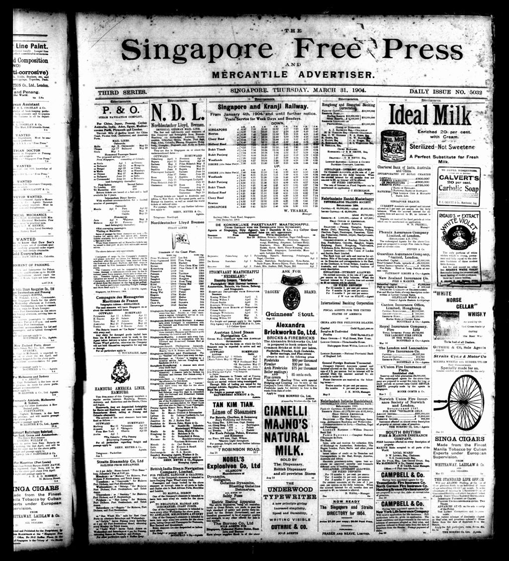 Miniature of Singapore Free Press and Mercantile Advertiser 31 March 1904