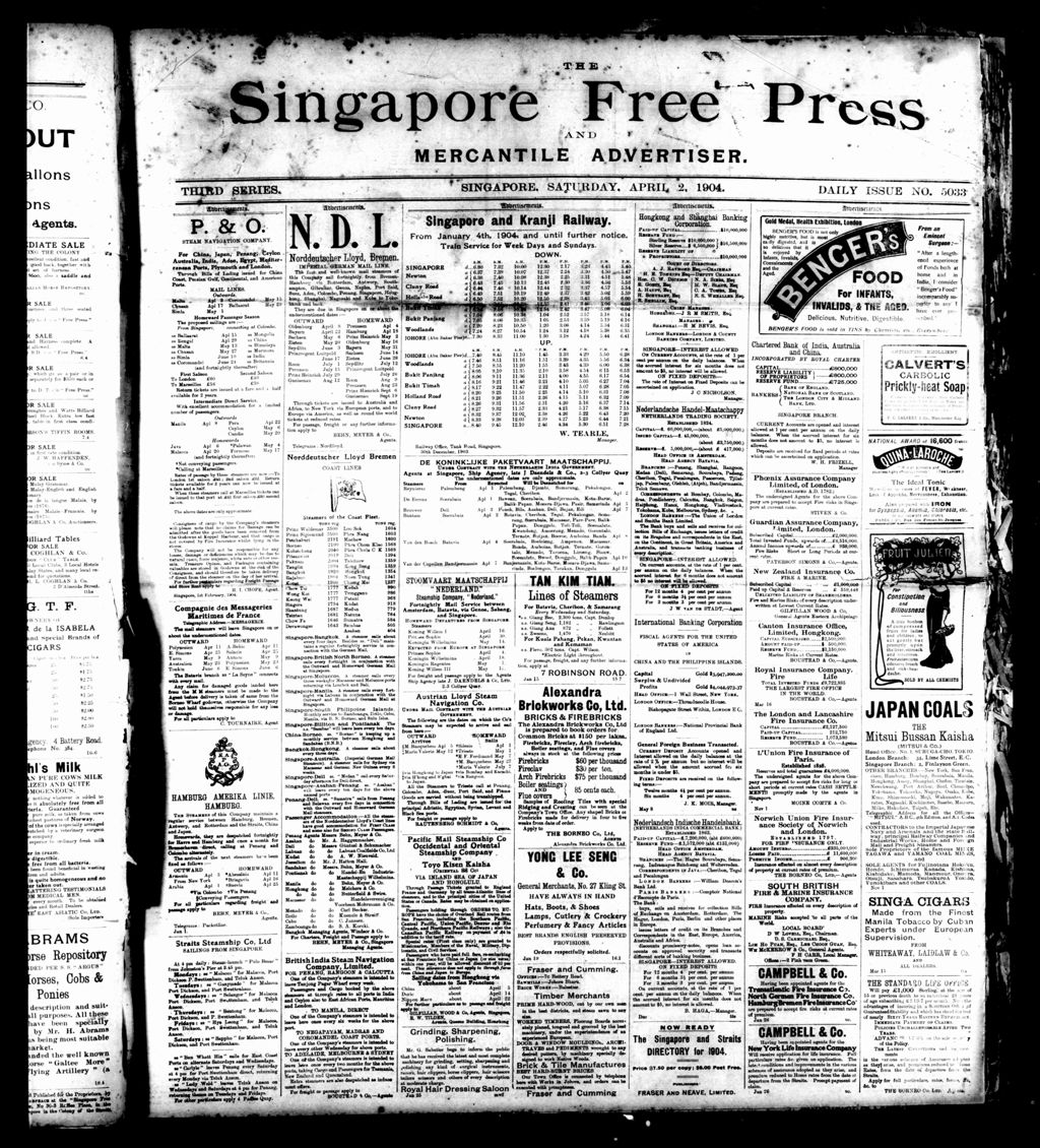 Miniature of Singapore Free Press and Mercantile Advertiser 02 April 1904