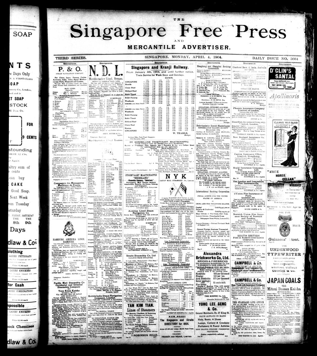 Miniature of Singapore Free Press and Mercantile Advertiser 04 April 1904