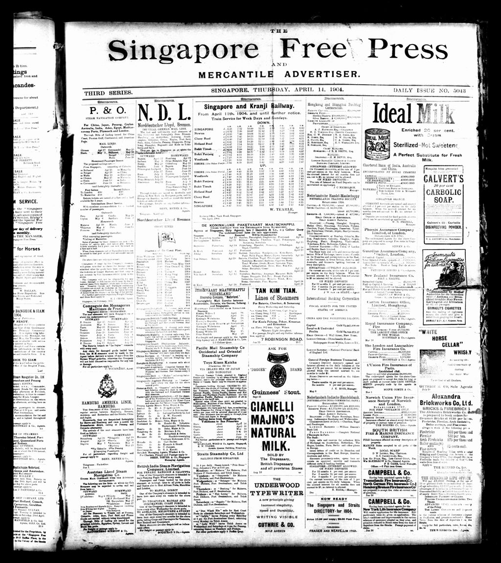 Miniature of Singapore Free Press and Mercantile Advertiser 14 April 1904