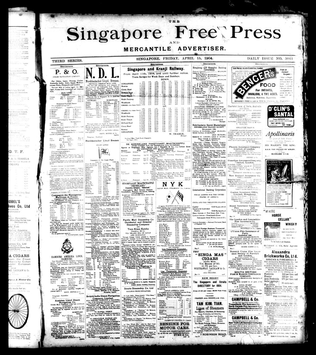 Miniature of Singapore Free Press and Mercantile Advertiser 15 April 1904