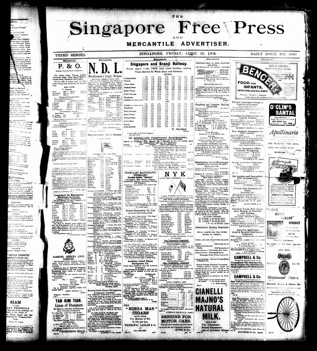 Miniature of Singapore Free Press and Mercantile Advertiser 22 April 1904