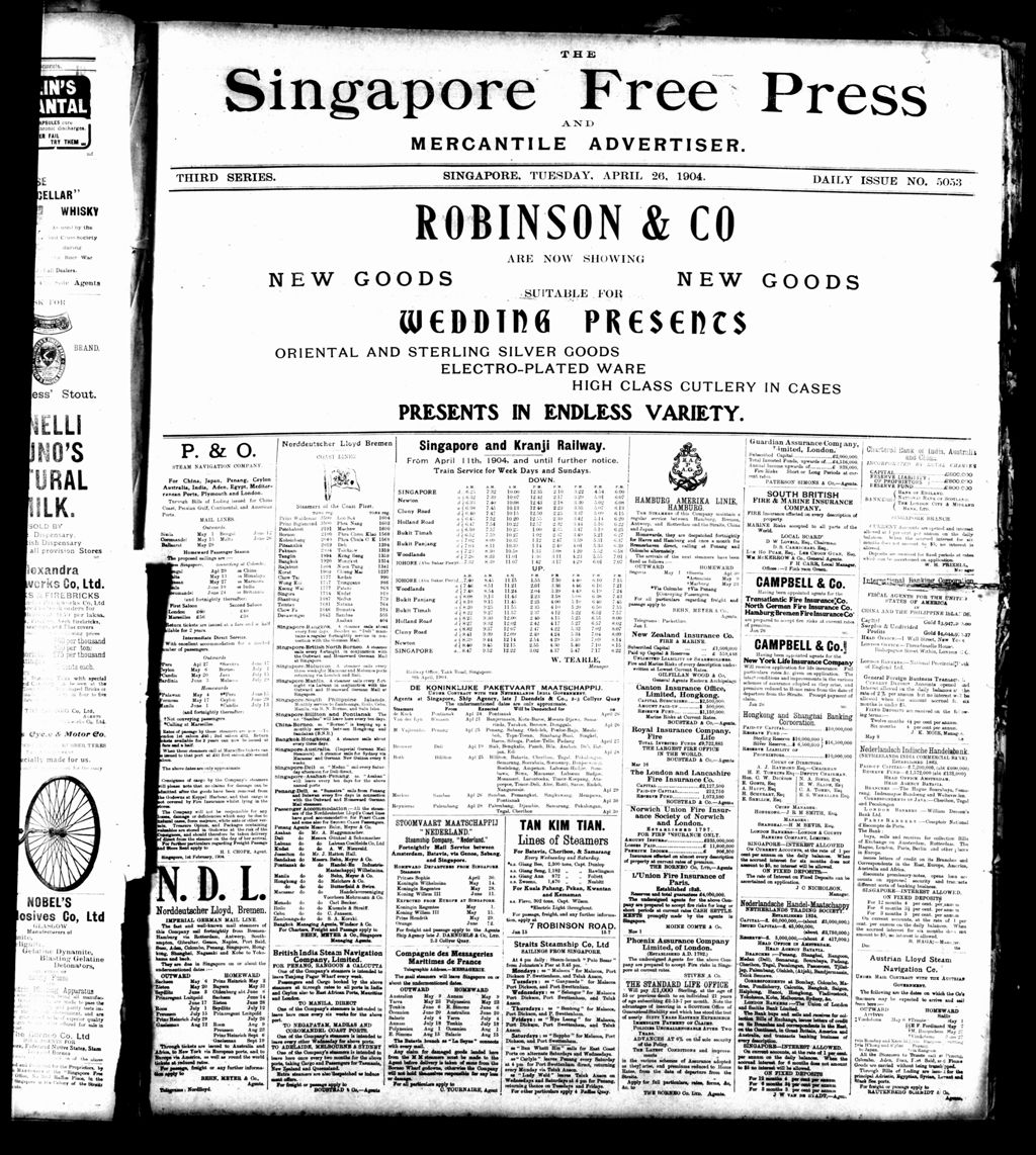 Miniature of Singapore Free Press and Mercantile Advertiser 26 April 1904