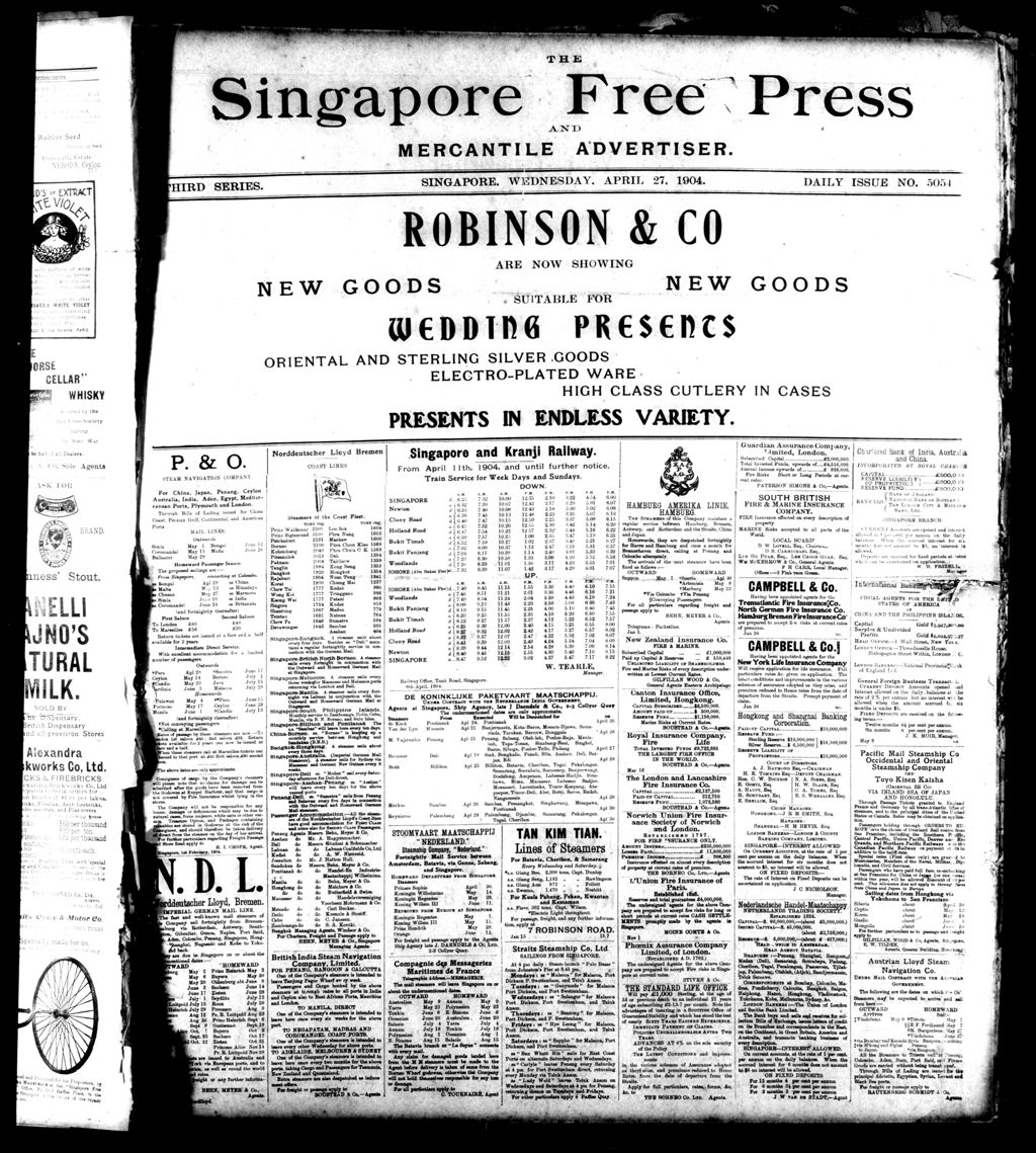 Miniature of Singapore Free Press and Mercantile Advertiser 27 April 1904