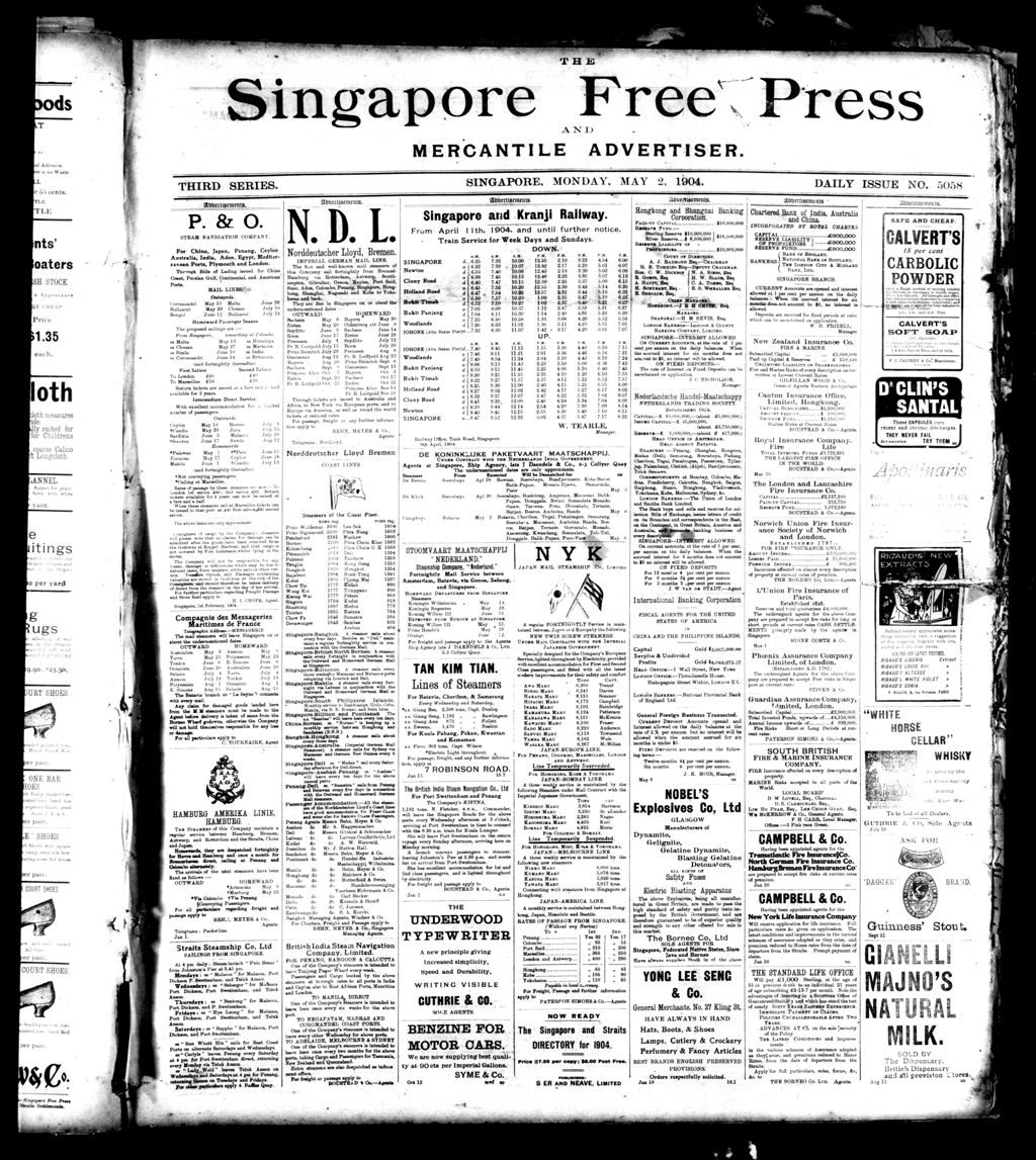 Miniature of Singapore Free Press and Mercantile Advertiser 02 May 1904