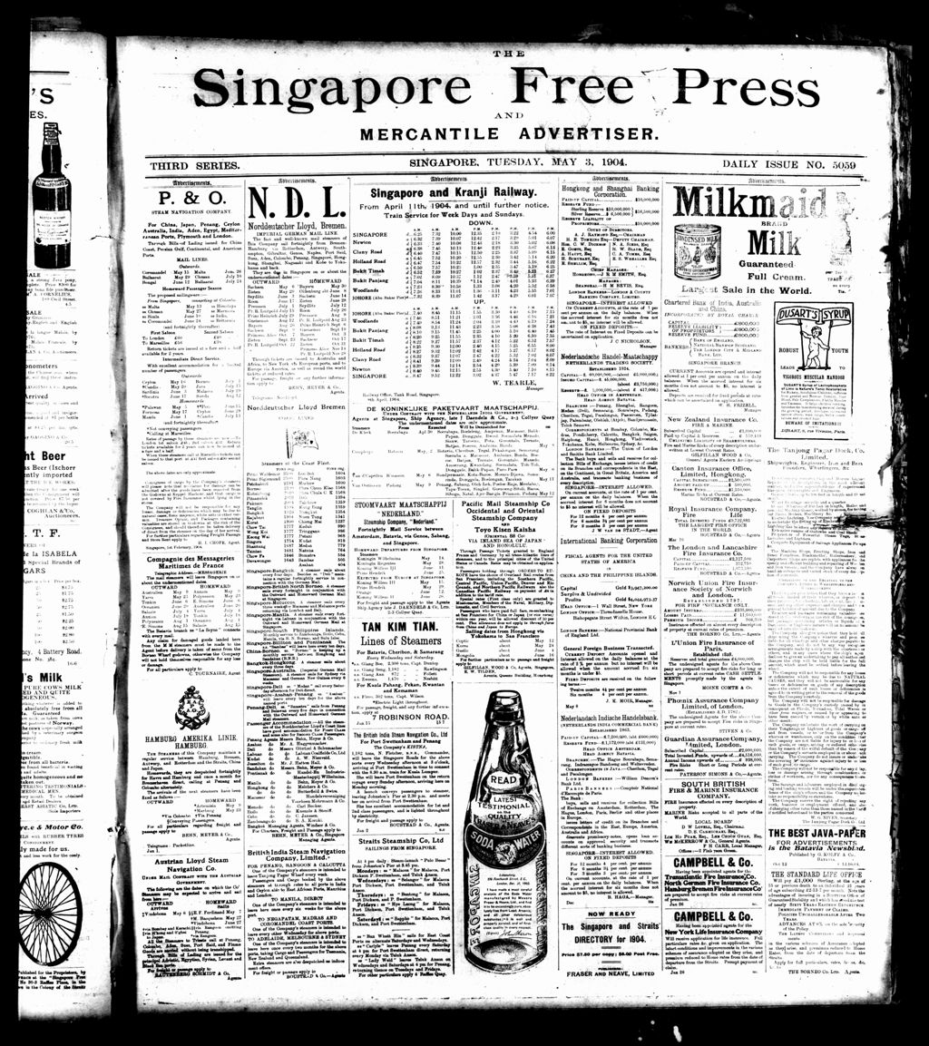 Miniature of Singapore Free Press and Mercantile Advertiser 03 May 1904