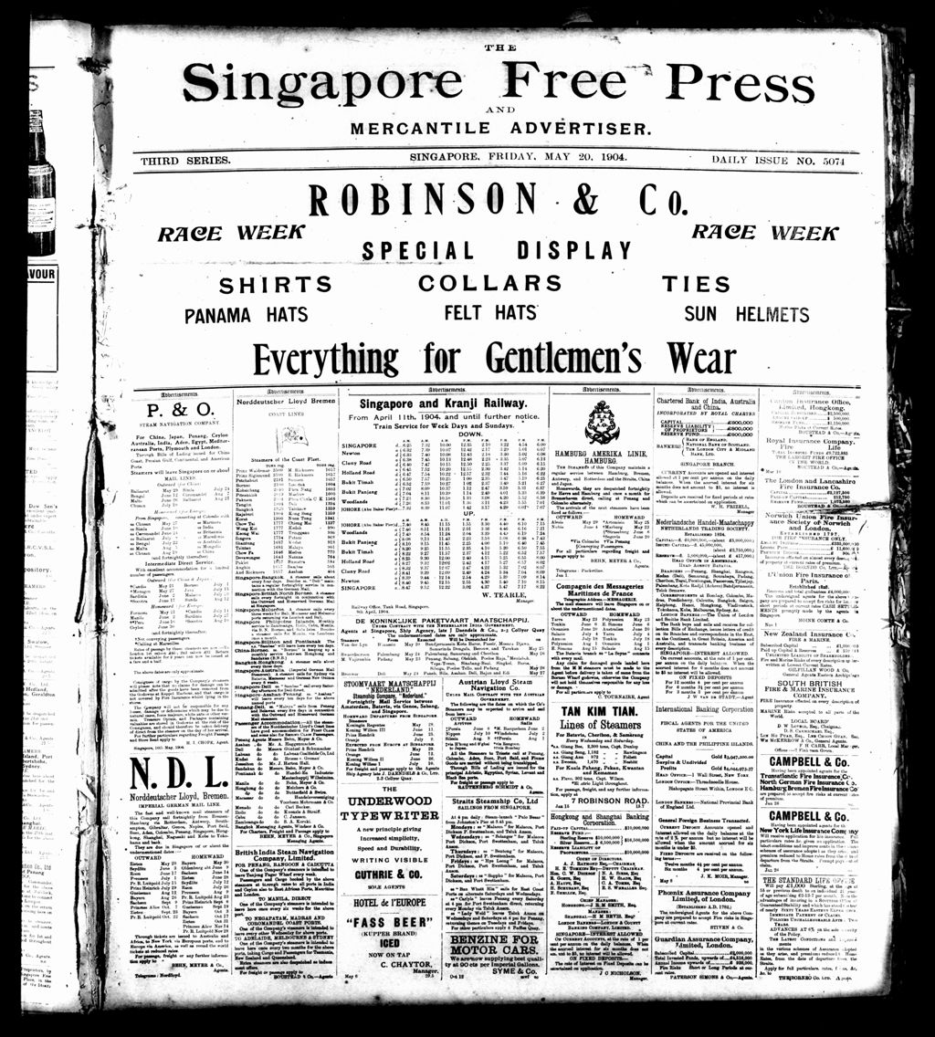 Miniature of Singapore Free Press and Mercantile Advertiser 20 May 1904