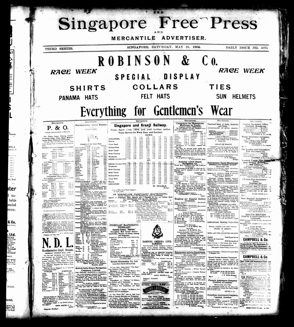 Miniature of Singapore Free Press and Mercantile Advertiser 21 May 1904