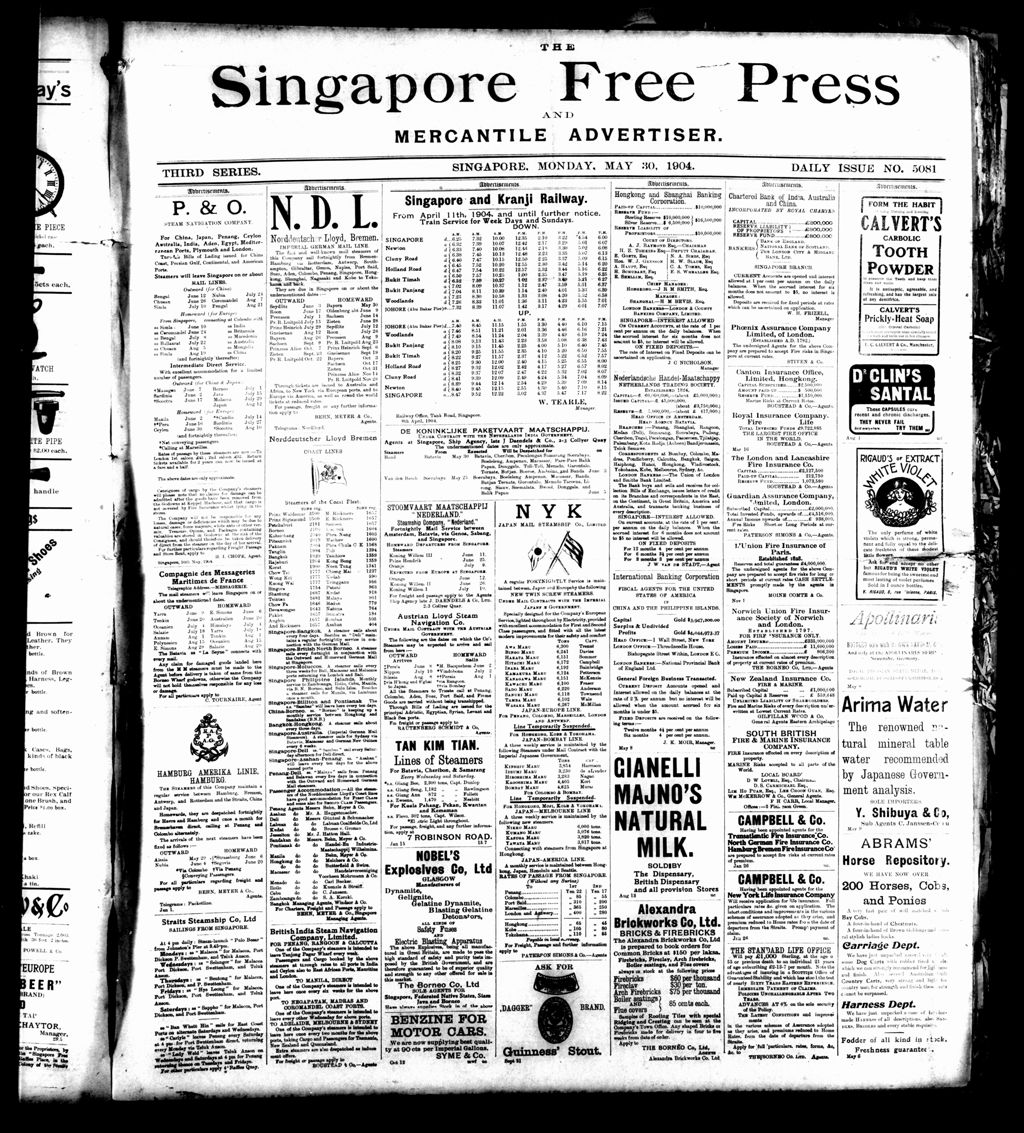 Miniature of Singapore Free Press and Mercantile Advertiser 30 May 1904