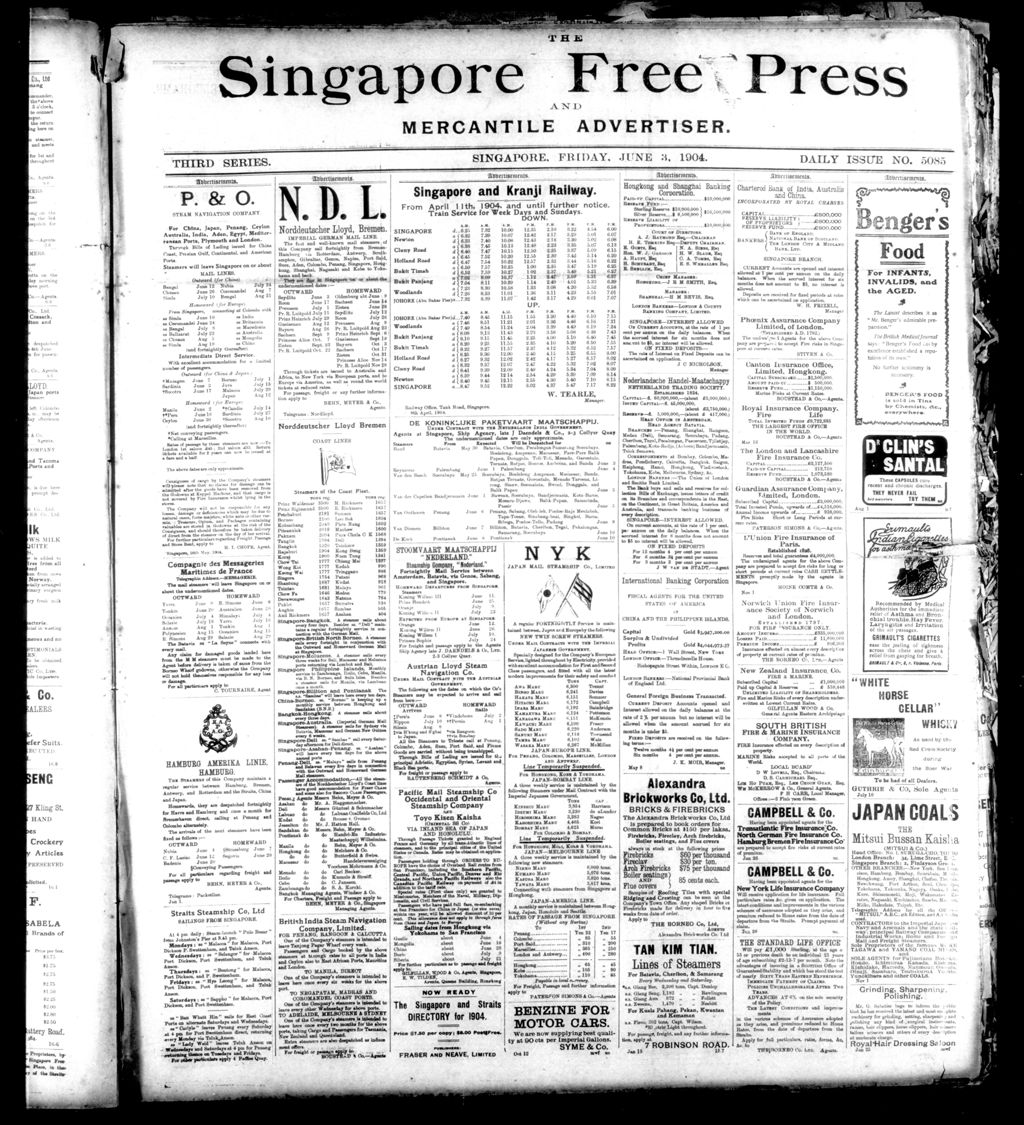 Miniature of Singapore Free Press and Mercantile Advertiser 03 June 1904