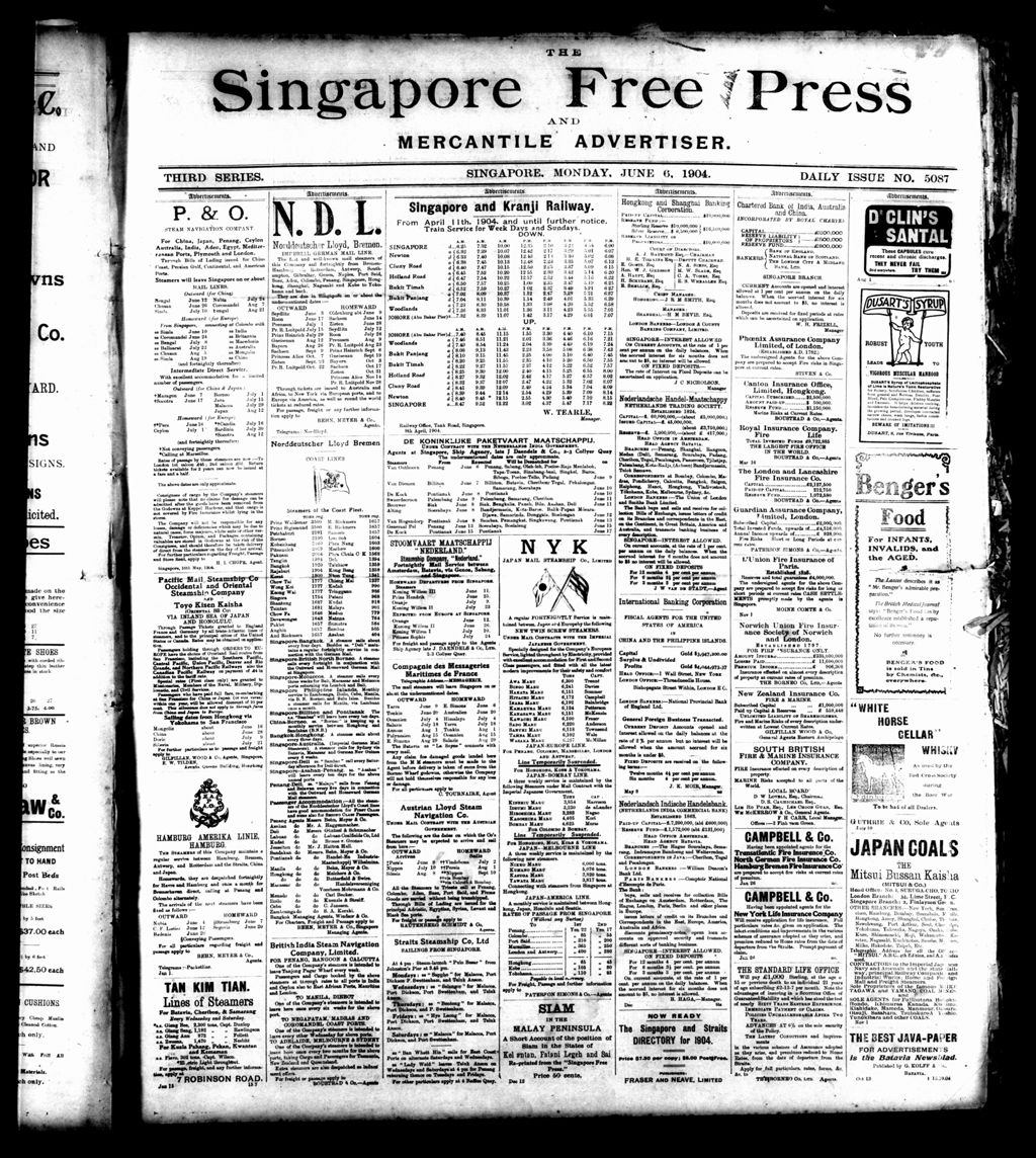 Miniature of Singapore Free Press and Mercantile Advertiser 06 June 1904