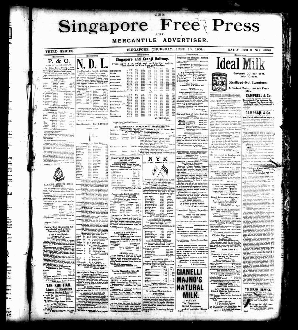 Miniature of Singapore Free Press and Mercantile Advertiser 16 June 1904