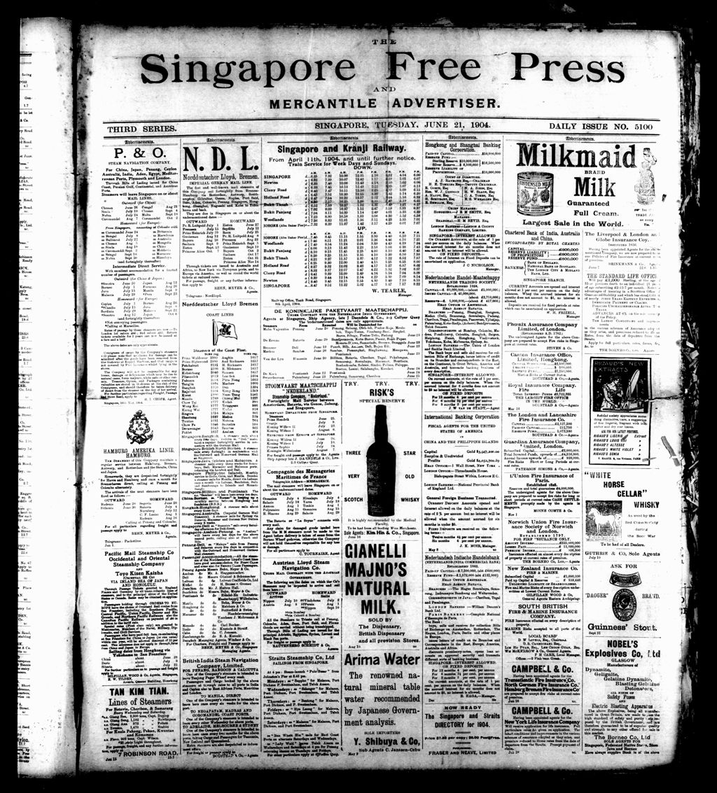 Miniature of Singapore Free Press and Mercantile Advertiser 21 June 1904