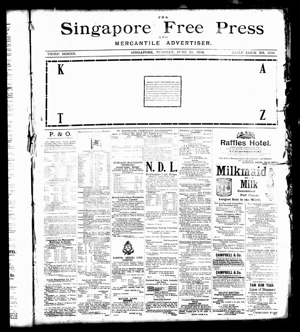 Miniature of Singapore Free Press and Mercantile Advertiser 28 June 1904