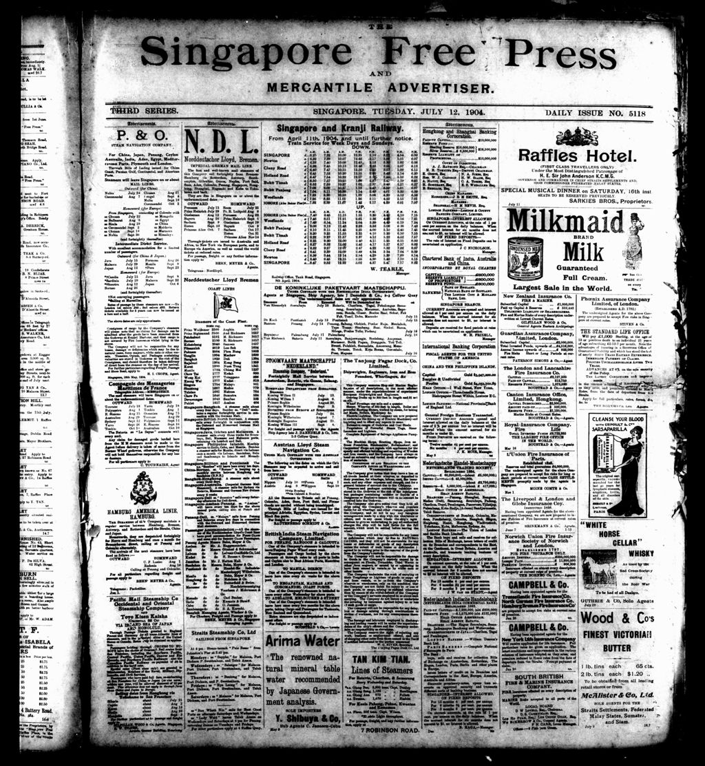 Miniature of Singapore Free Press and Mercantile Advertiser 12 July 1904