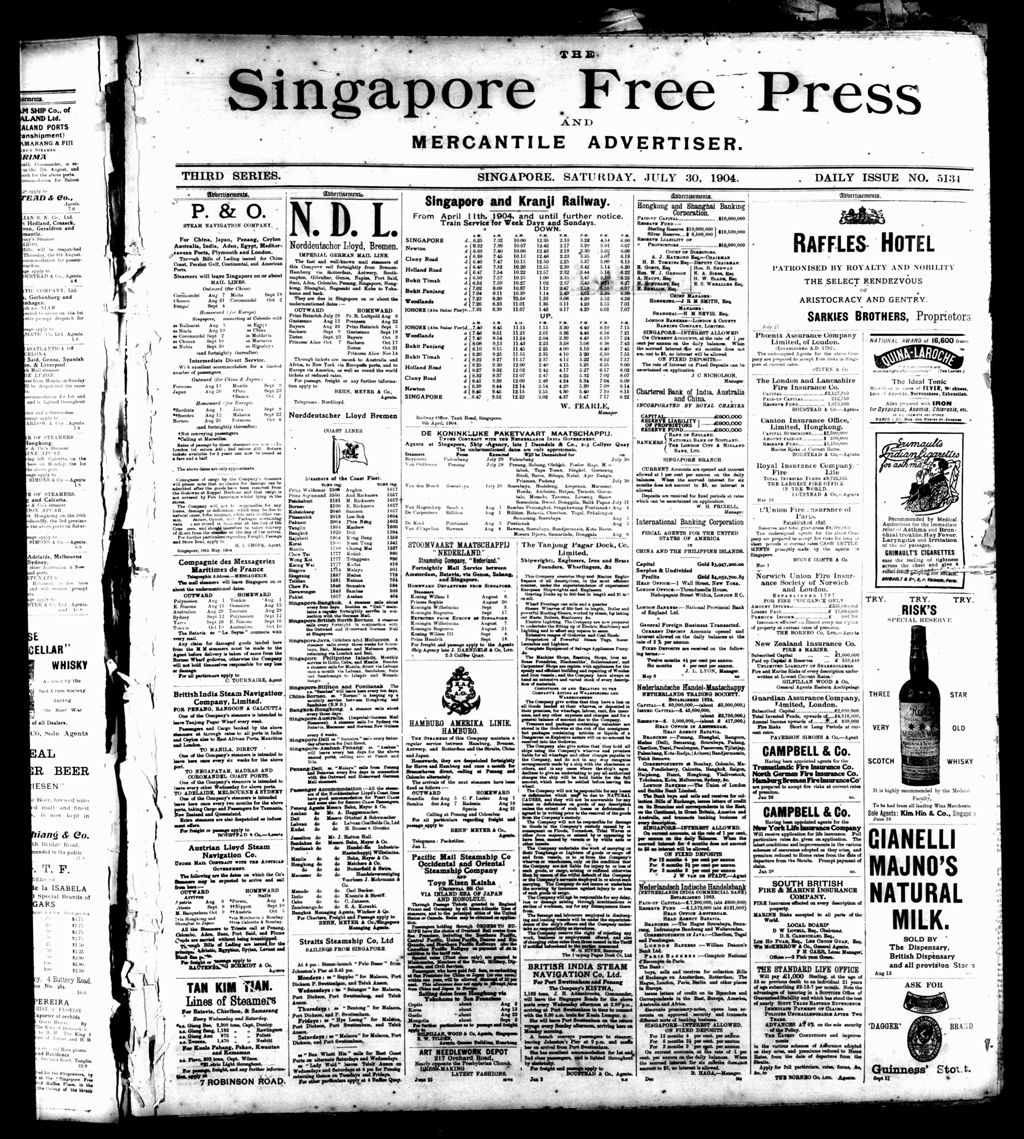 Miniature of Singapore Free Press and Mercantile Advertiser 30 July 1904