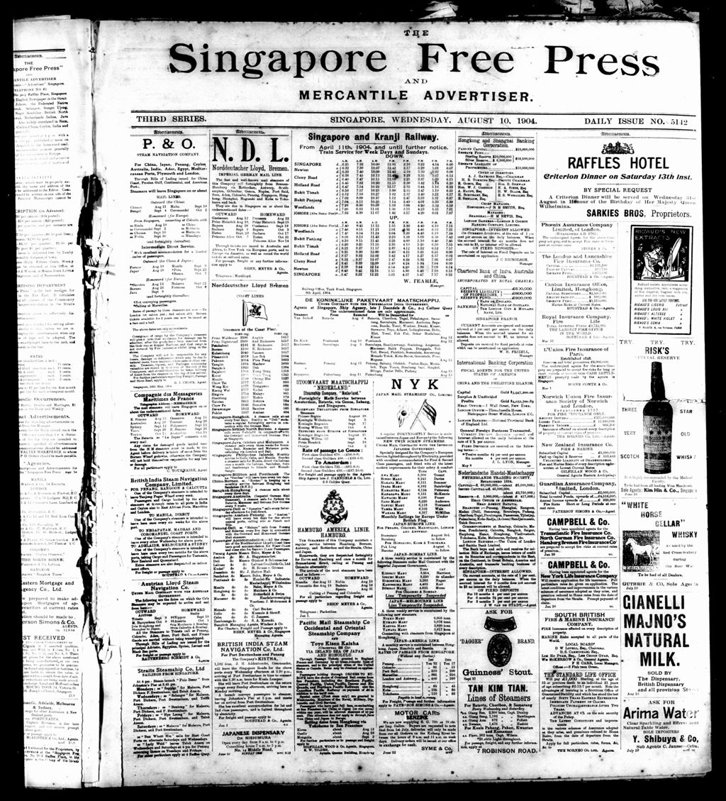 Miniature of Singapore Free Press and Mercantile Advertiser 10 August 1904