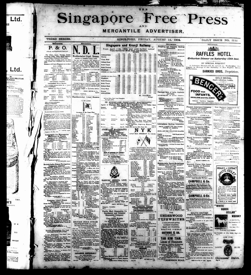 Miniature of Singapore Free Press and Mercantile Advertiser 12 August 1904