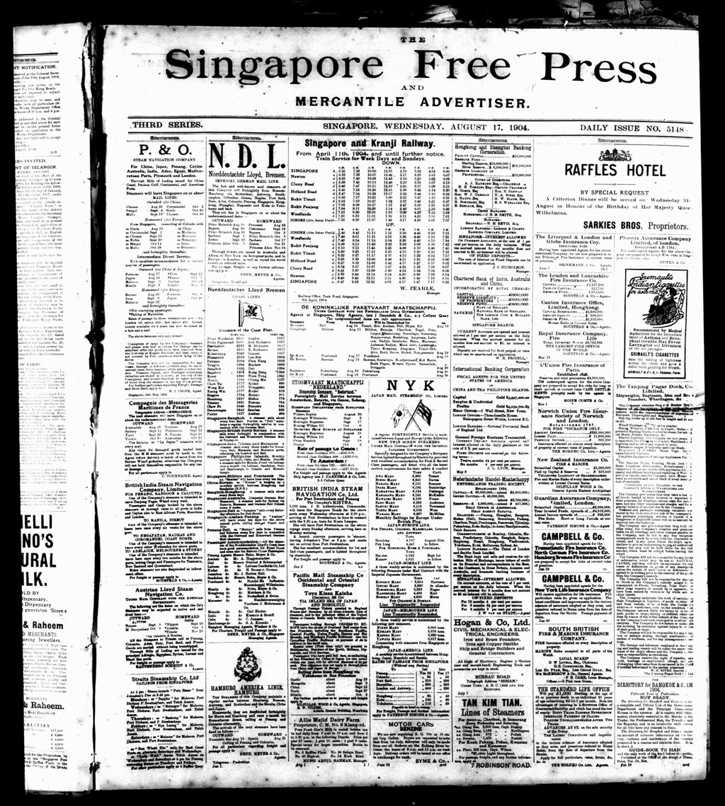 Miniature of Singapore Free Press and Mercantile Advertiser 17 August 1904