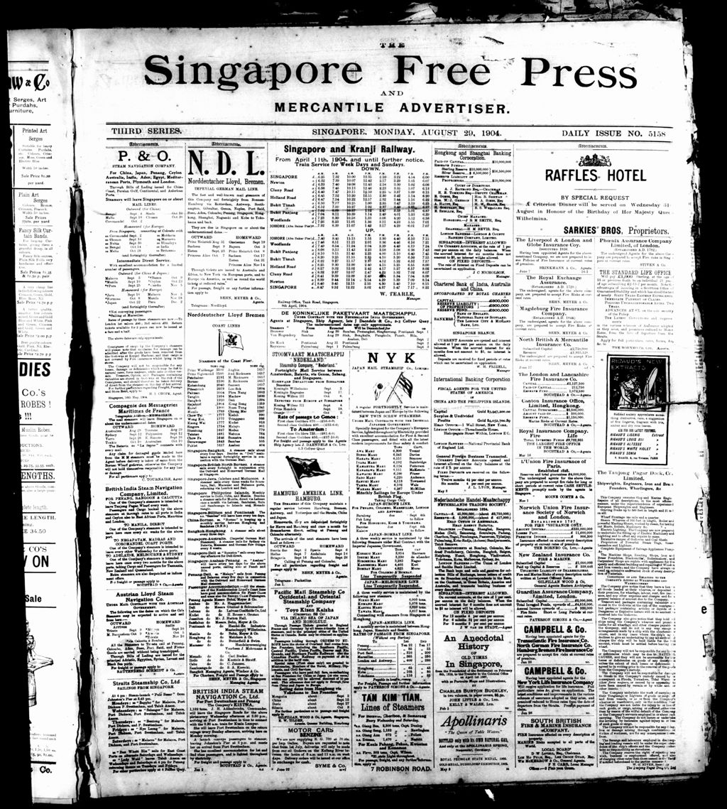 Miniature of Singapore Free Press and Mercantile Advertiser 29 August 1904