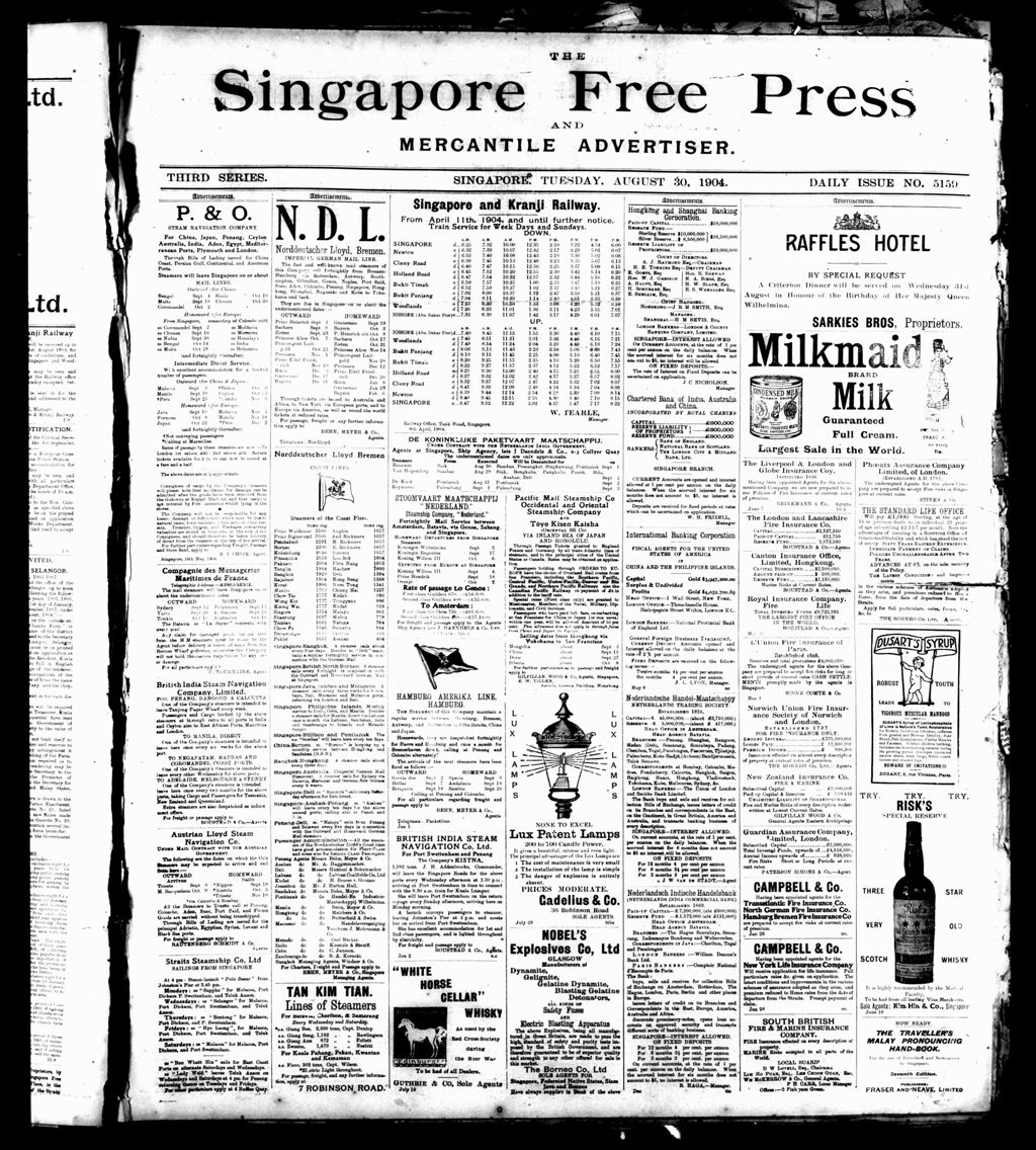 Miniature of Singapore Free Press and Mercantile Advertiser 30 August 1904