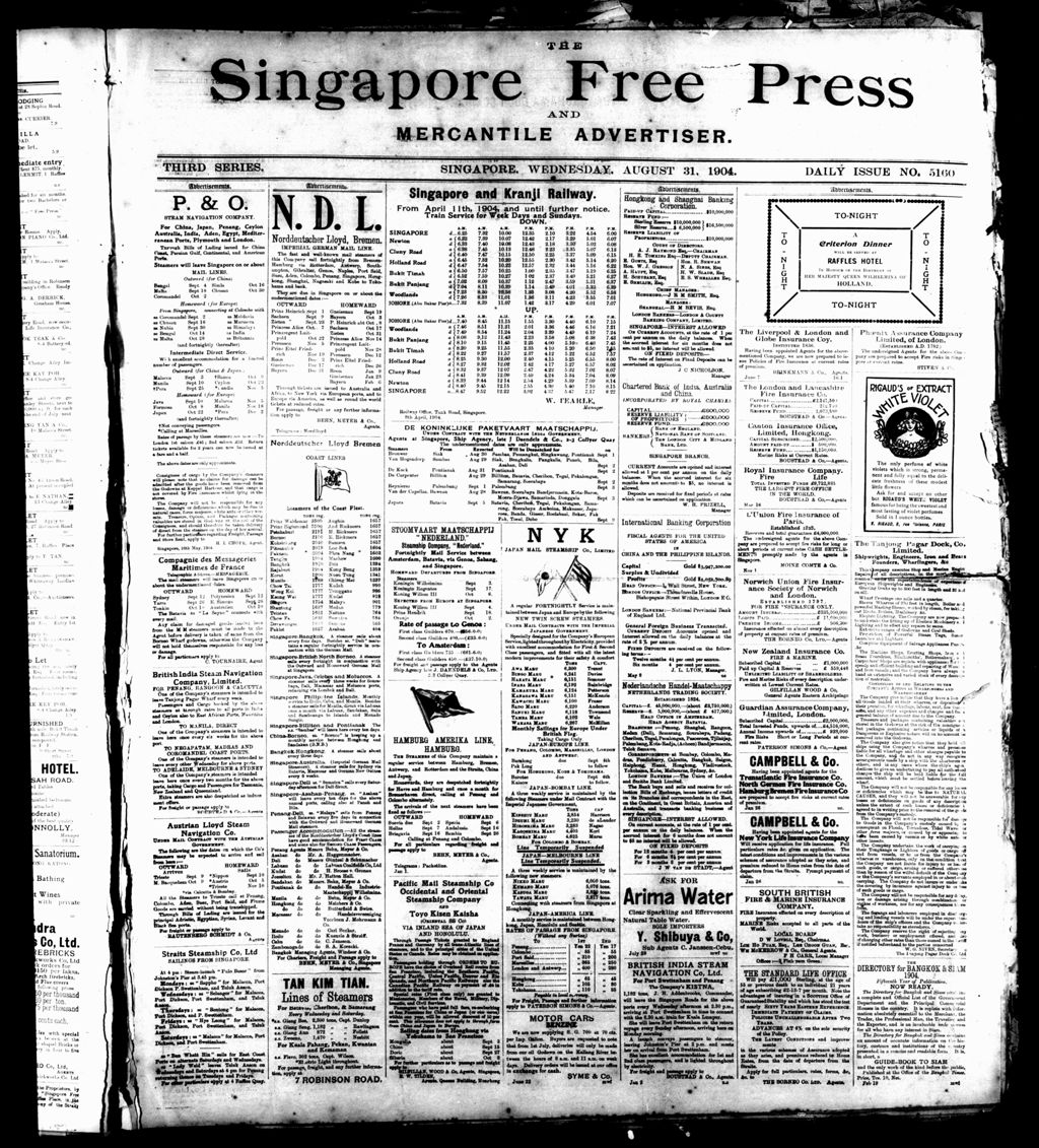 Miniature of Singapore Free Press and Mercantile Advertiser 31 August 1904