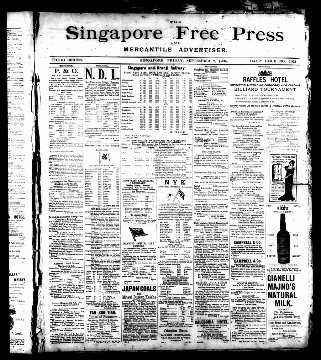 Miniature of Singapore Free Press and Mercantile Advertiser 02 September 1904