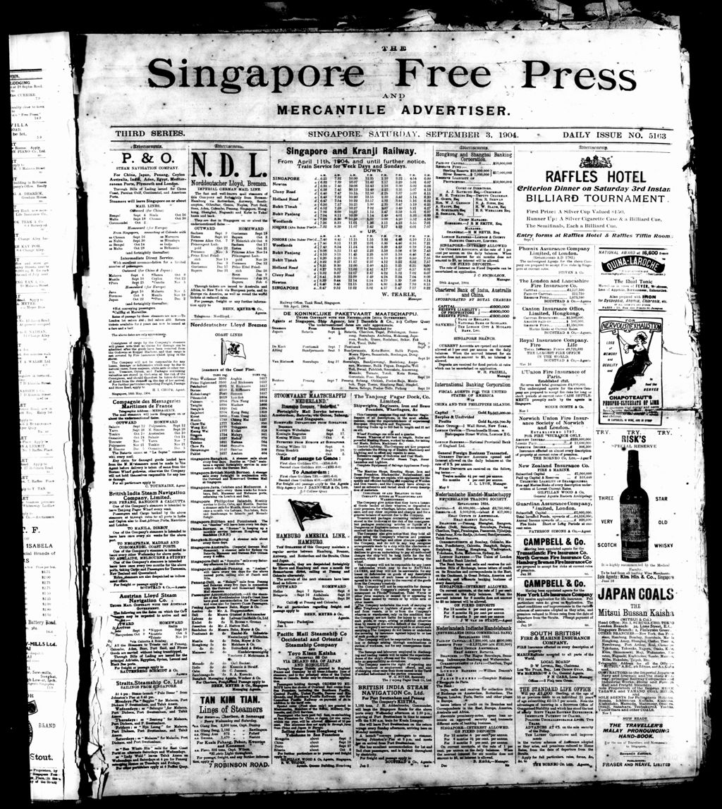 Miniature of Singapore Free Press and Mercantile Advertiser 03 September 1904