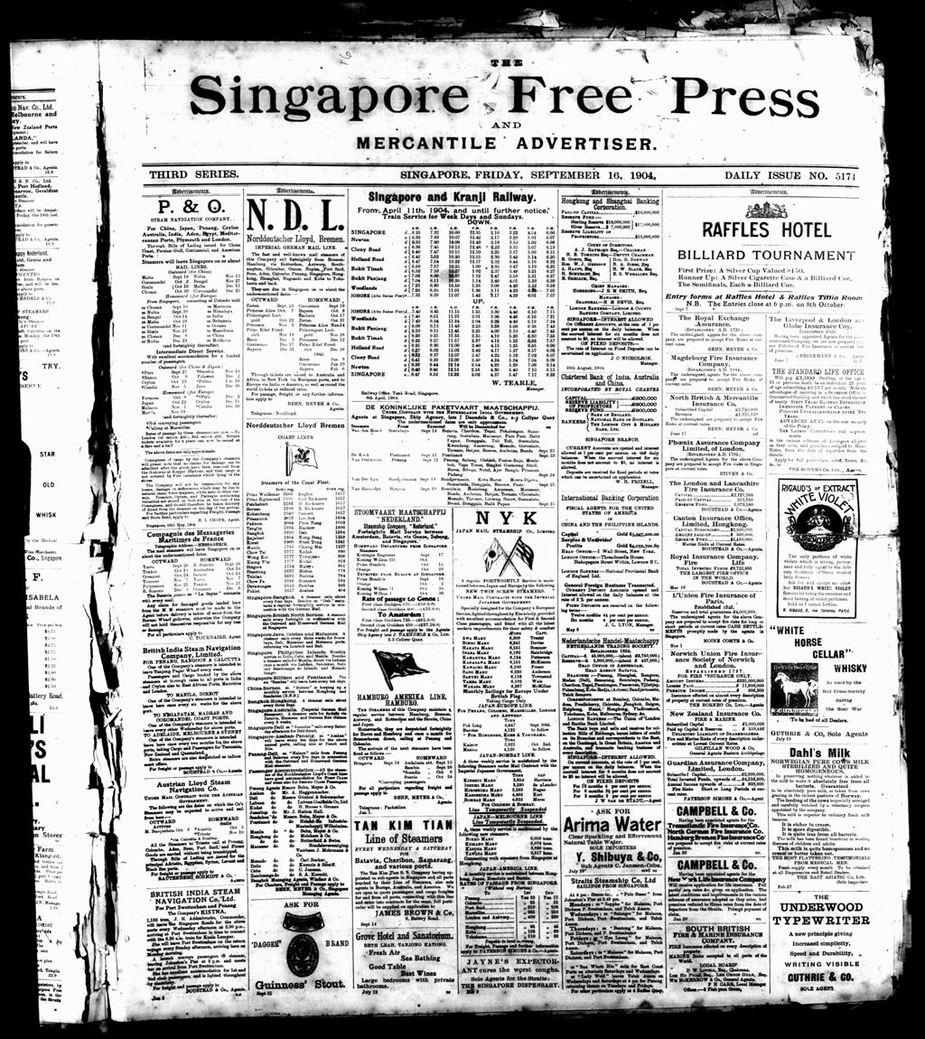 Miniature of Singapore Free Press and Mercantile Advertiser 16 September 1904