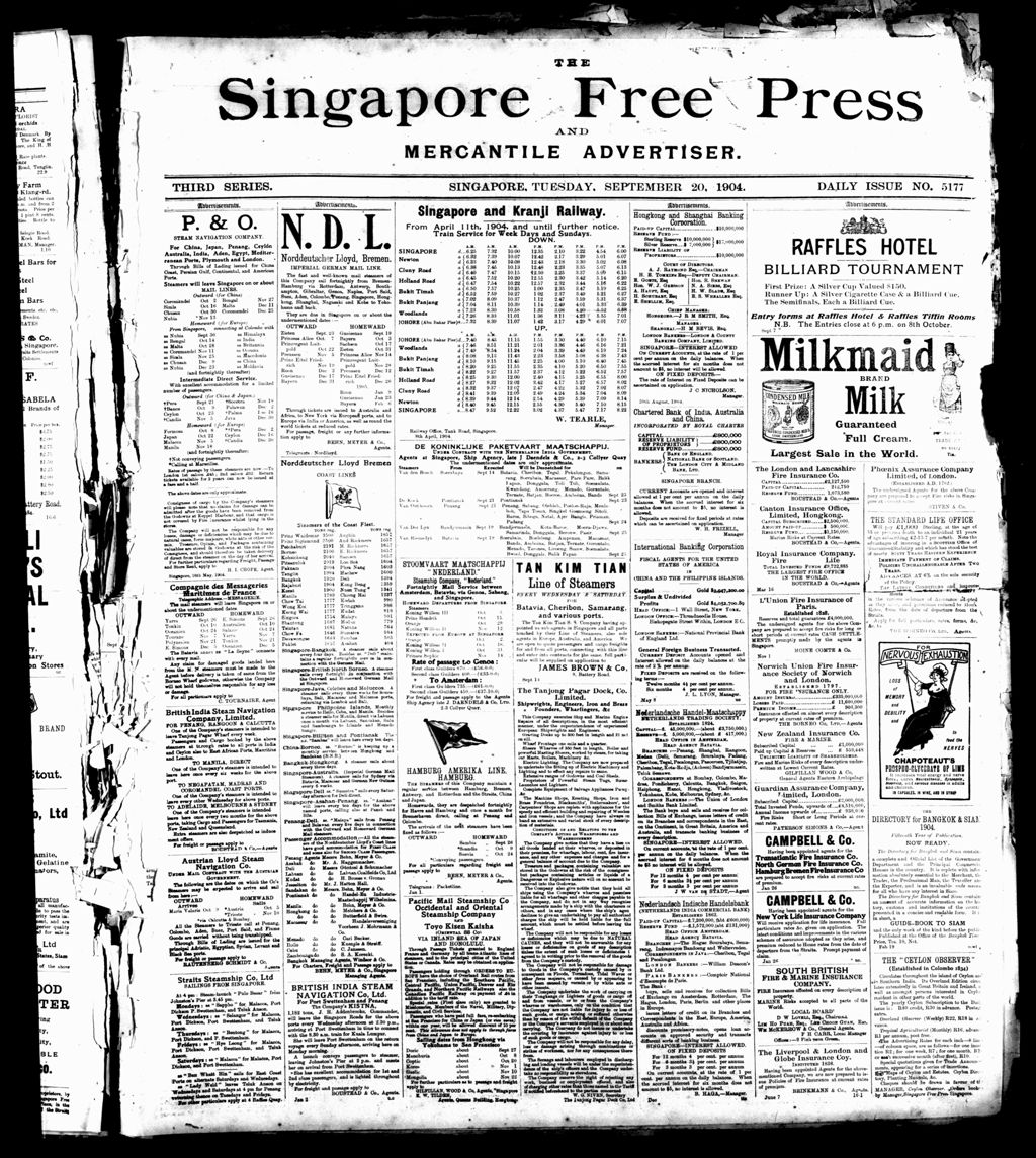 Miniature of Singapore Free Press and Mercantile Advertiser 20 September 1904