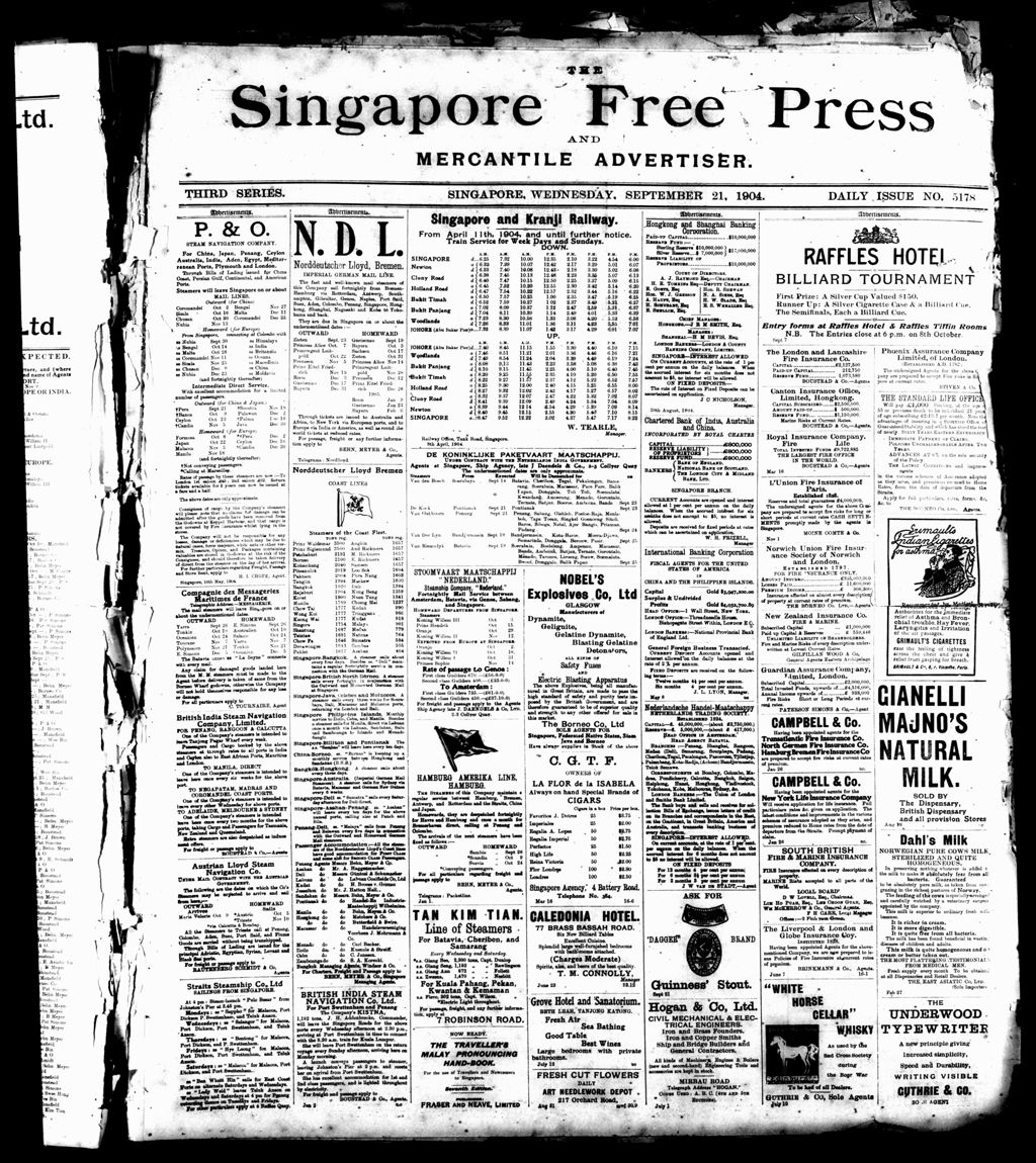 Miniature of Singapore Free Press and Mercantile Advertiser 21 September 1904