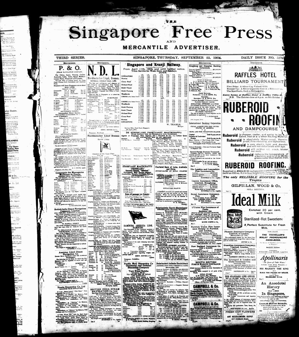 Miniature of Singapore Free Press and Mercantile Advertiser 22 September 1904