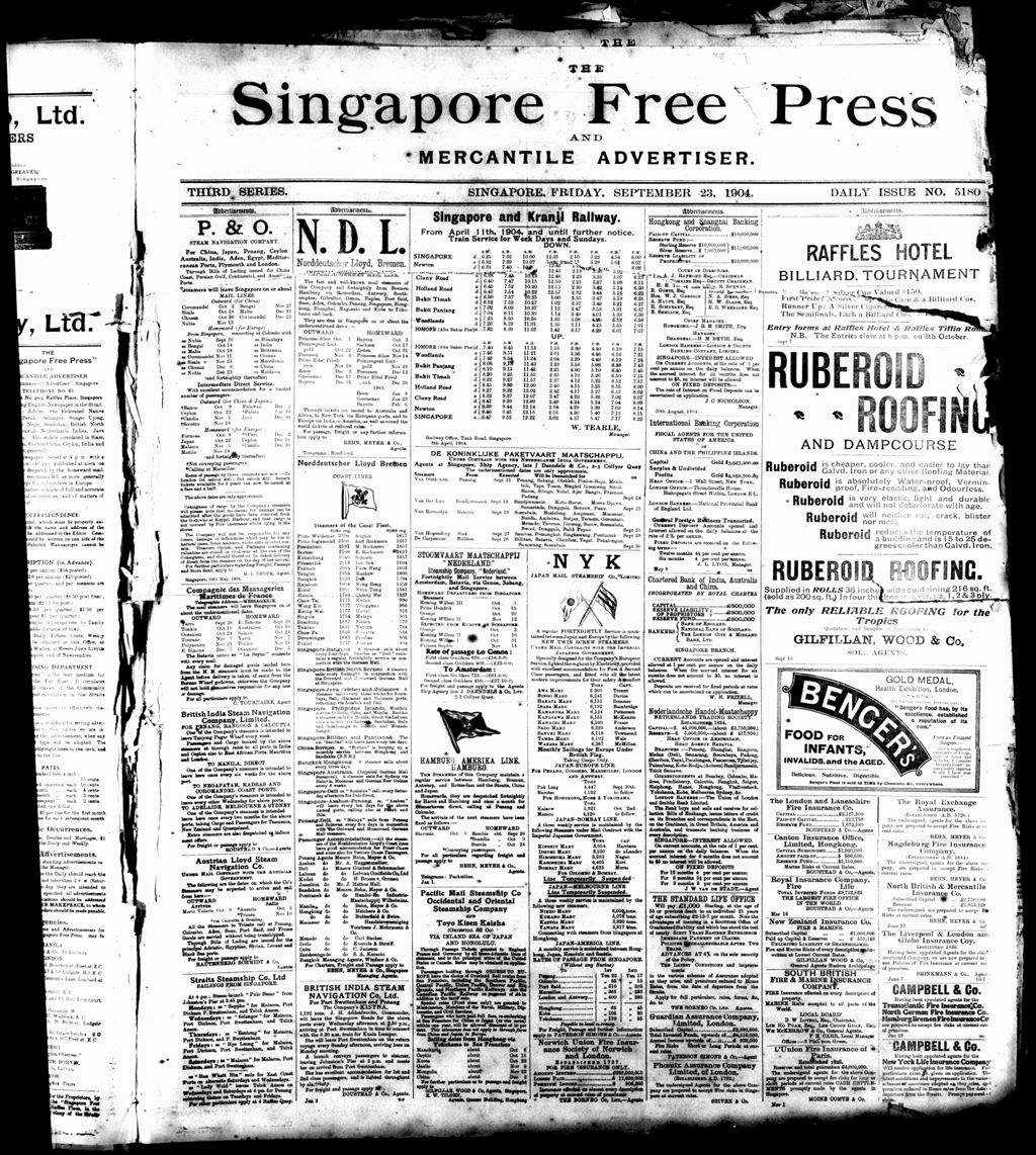 Miniature of Singapore Free Press and Mercantile Advertiser 23 September 1904