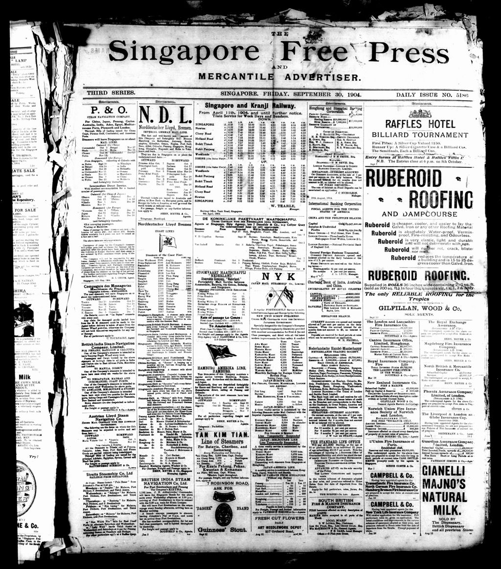 Miniature of Singapore Free Press and Mercantile Advertiser 30 September 1904